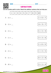 Subtractions Sentences-Match the Following