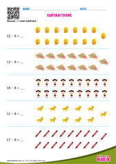 Subtracting 8 - Numbers Upto 20