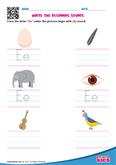 Trace and Write Beginning Sound - E