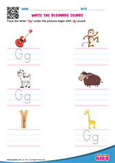 Trace and Write Beginning Sound - G