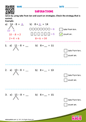 Subtractions Using Take from Ten and Count On