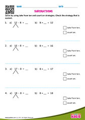 Subtractions Using Take from Ten and Count On