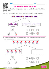 Subtraction Word Problems One Digit Number